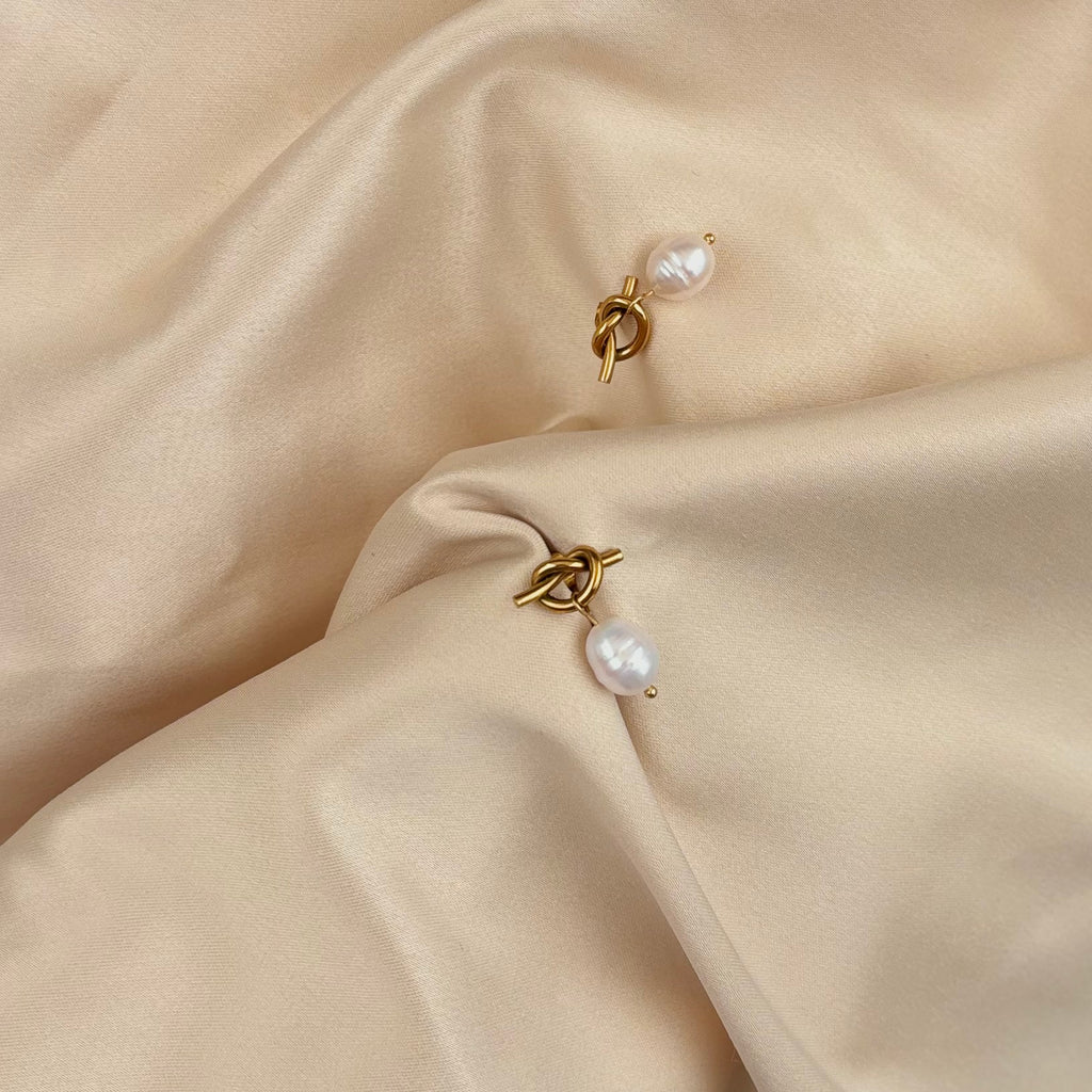 Ella Pearl Twist Knot Earrings
