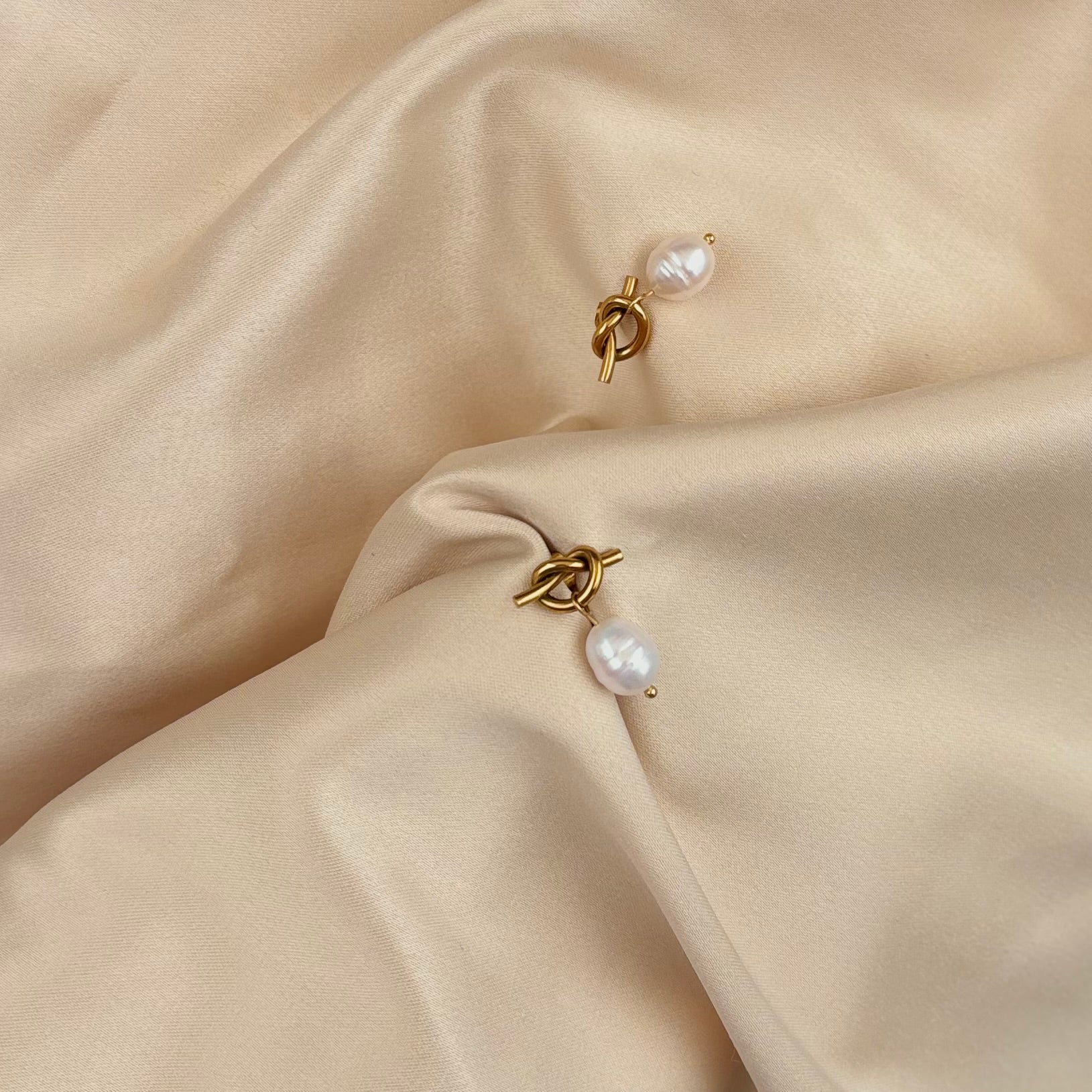 Ella Pearl Twist Knot Earrings